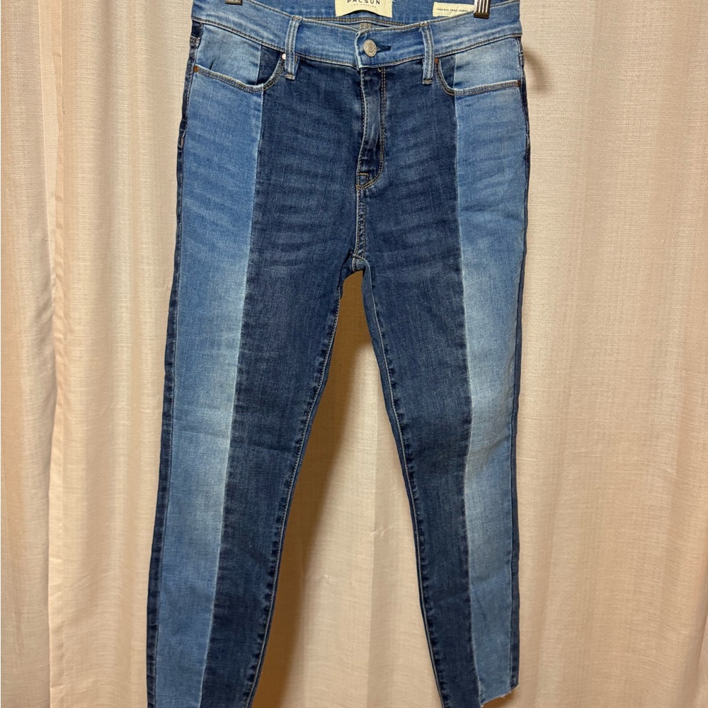 PacSun Blue Skinny Jeans with Modern Two-Tone Design